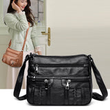 Retro Crossbody Shoulder Bag Women PU Soft Leather Female Solid Handbag