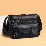 Retro Crossbody Shoulder Bag Women PU Soft Leather Female Solid Handbag