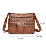 Retro Crossbody Shoulder Bag Women PU Soft Leather Female Solid Handbag