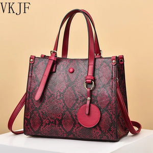 Snakeskin Pattern Handbag Leather Women Shoulder Bag