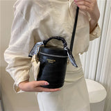 Crocodile Pattern Cylinder Crossbody Handbag with Silk Scarf
