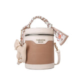 Crocodile Pattern Cylinder Crossbody Handbag with Silk Scarf
