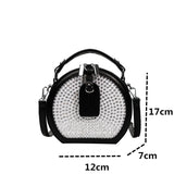 Retro Mini Black Round Bag Willow Nail Sparkling Ladies Handbag