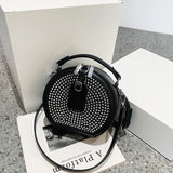 Retro Mini Black Round Bag Willow Nail Sparkling Ladies Handbag