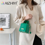 Vintage PU Leather Bucket Bag with Chain Strap