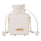 Vintage PU Leather Bucket Bag with Chain Strap