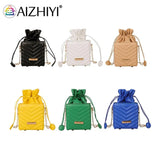 Vintage PU Leather Bucket Bag with Chain Strap