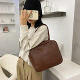 Retro PU Leather Women Shoulder Underarm Bags Casual Solid Large Capacity