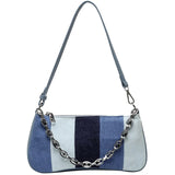 Retro Women's Underarm Bag Denim Ladies Small Handbag Canvas Purse