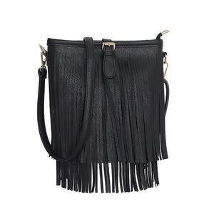 Retro Faux Suede Fringe Women Messenger Bags Bucket Tote Handbags
