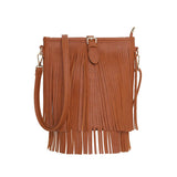 Retro Faux Suede Fringe Women Messenger Bags Bucket Tote Handbags