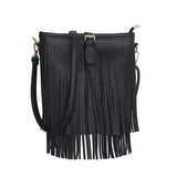 Retro Faux Suede Fringe Women Messenger Bags Bucket Tote Handbags