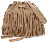 Retro Faux Suede Fringe Women Messenger Bags Tote Handbag