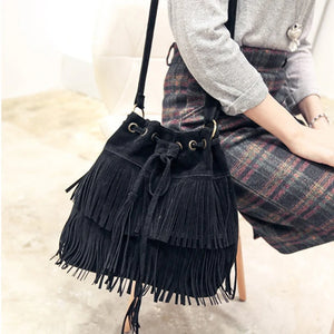 Retro Fringe Women Messenger Bags Tote Handbag Tassel Shoulder Handbag