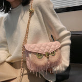 Retro Owl Shoulder Purse Chain Crossbody Bag for Woman Girls