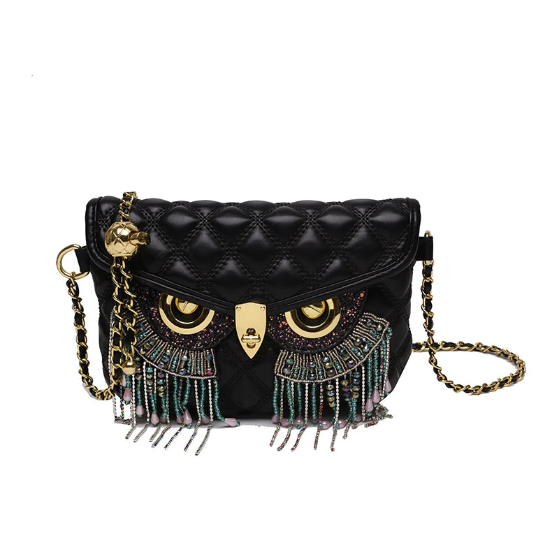 Retro Owl Shoulder Purse Chain Crossbody Bag for Woman Girls