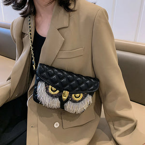 Retro Owl Shoulder Purse Chain Crossbody Bag for Woman Girls
