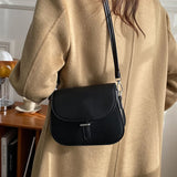 Retro Flap Saddle Bag For Women PU Leather Shoulder Messenger Bag