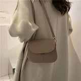 Retro Flap Saddle Bag For Women PU Leather Shoulder Messenger Bag