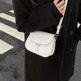 Retro Flap Saddle Bag For Women PU Leather Shoulder Messenger Bag