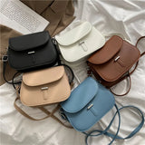 Retro Flap Saddle Bag For Women PU Leather Shoulder Messenger Bag