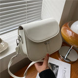 Retro Flap Saddle Bag For Women PU Leather Shoulder Messenger Bag