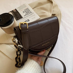 Retro Flap Saddle Bag PU Leather Shoulder Bag Crossbody Handbag