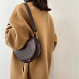 Retro Flap Saddle Bag PU Leather Shoulder Bag Crossbody Handbag