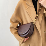 Retro Flap Saddle Bag PU Leather Shoulder Bag Crossbody Handbag