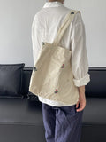 Retro Floral Embroidery Shoulder Bags Large Capacity Canvas Bag