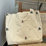 Retro Floral Embroidery Shoulder Bags Large Capacity Canvas Bag