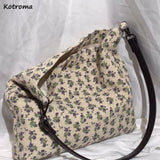 Retro Floral Shoulder Bags Women Daily Casual Handbags Large Portable Pouch