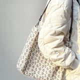 Retro Floral Shoulder Bags Women Daily Casual Handbags Large Portable Pouch