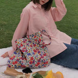 Retro Floral Women Shoulder Messenger Bag Thin Cotton Cloth Ladies Shopping Bags