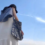 Retro Floral Women Shoulder Messenger Bag Thin Cotton Cloth Ladies Shopping Bags