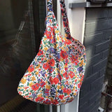 Retro Floral Women Shoulder Messenger Bag Thin Cotton Cloth Ladies Shopping Bags