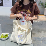 Flower Embroidery Shoulder Bag Floral Ladies Tote Handbag