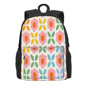 Retro Flower Rainbow Backpacks Men Women Recycled Travel Bags