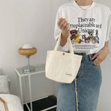 Retro Flower Canvas Shoulder Bag Women's Casual Tote Bento Bag