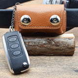 Retro Cow Leather Men's Car Key Holder with Magnetic Snap Key Case