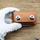 Retro Cow Leather Men's Car Key Holder with Magnetic Snap Key Case