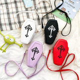 Gothic Shoulder Bag Halloween Handbag Crossbody Coffin Shape Purses