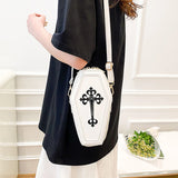 Gothic Shoulder Bag Halloween Handbag Crossbody Coffin Shape Purses