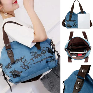 Retro Graffiti Ladies Canvas Bag One-Shoulder Messenger Large-Capacity Shoulder