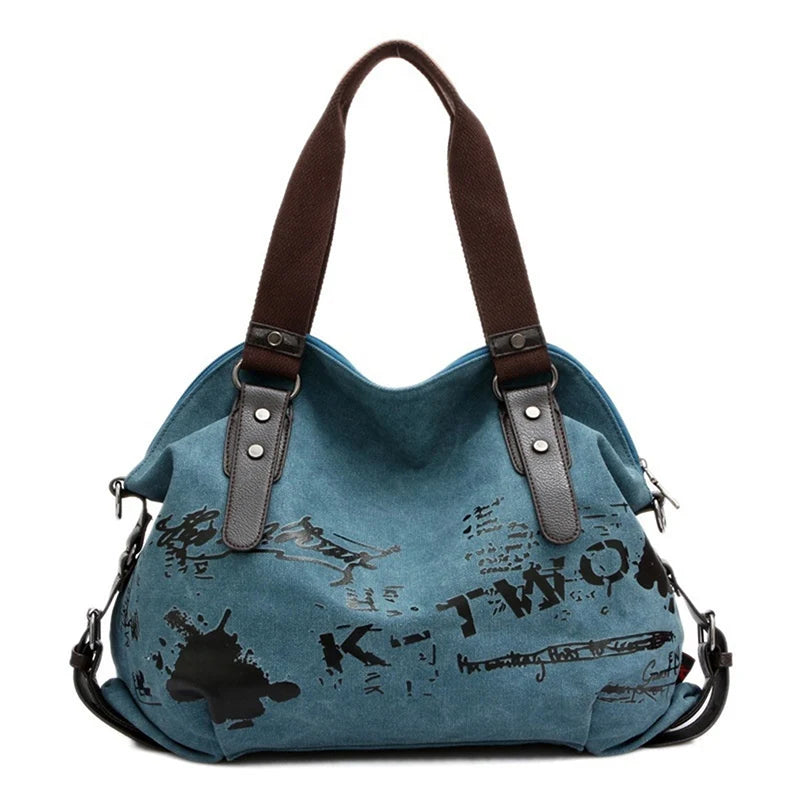 Retro Graffiti Ladies Canvas Bag One-Shoulder Messenger Large-Capacity Shoulder