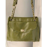 Retro Green Leather Large Capacity Handbag Women Casual Tote Shopper