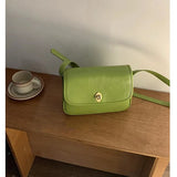 Retro Green Women Shoulder Bag Solid Female Messenger Bags PU Leather