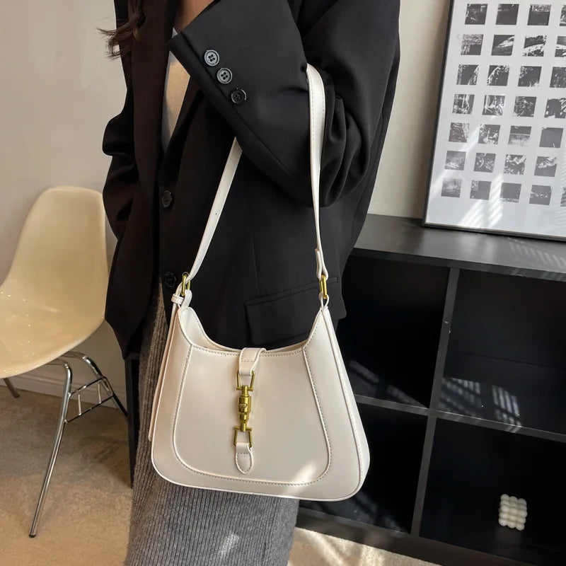 Western Style Shoulder Bag with Locking Buckle