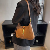 Western Style Shoulder Bag with Locking Buckle