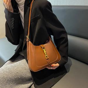 Western Style Shoulder Bag with Locking Buckle